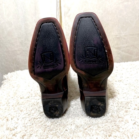 Noble Outfitters woman’s cowboy boots dark brown with pink stitching size 6 1/2 - Picture 9 of 10